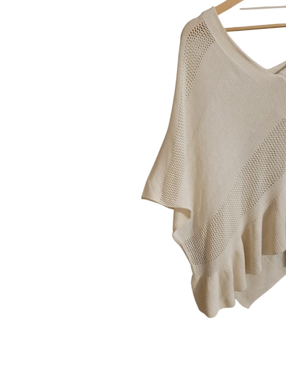 Anthropologie White Knit Poncho Top - Picture 4 of 9
